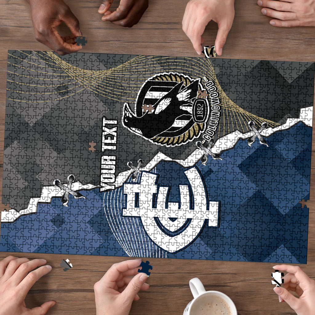 Carlton Collingwood Football Personalised Puzzle Blues Magpies Together Dynamic Style