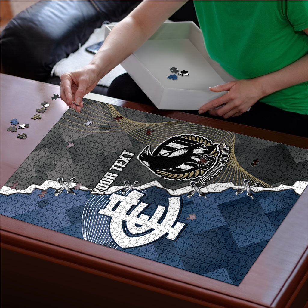 Carlton Collingwood Football Personalised Puzzle Blues Magpies Together Dynamic Style