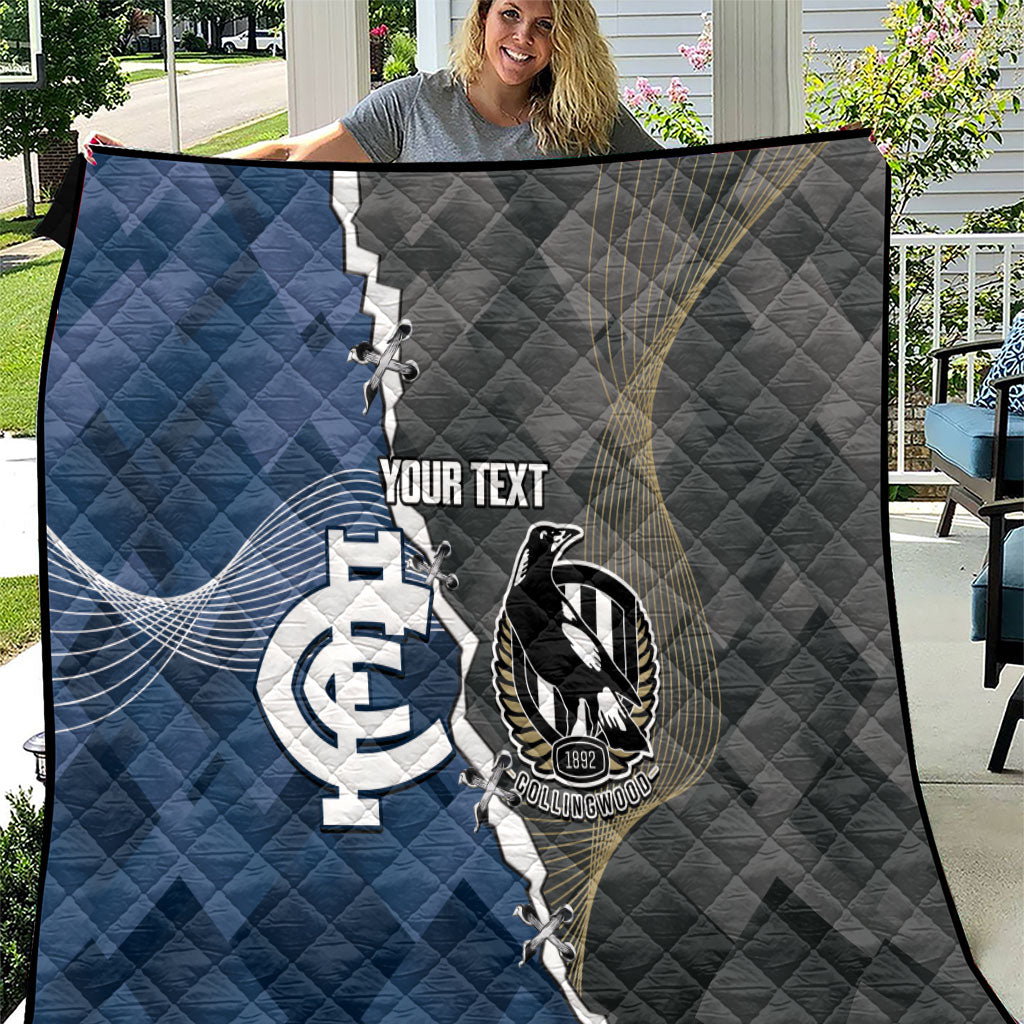 Carlton Collingwood Football Personalised Quilt Blues Magpies Together Dynamic Style