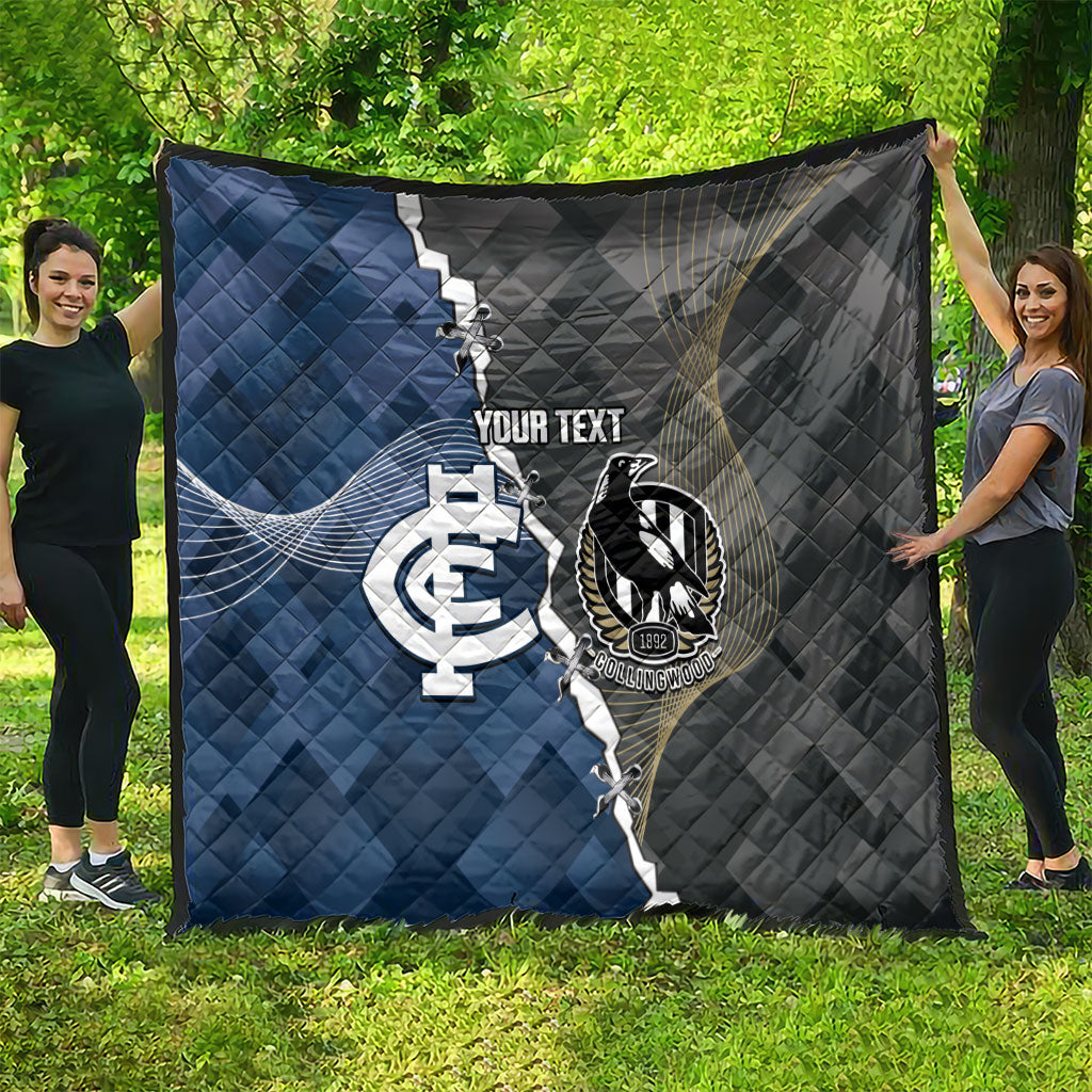 Carlton Collingwood Football Personalised Quilt Blues Magpies Together Dynamic Style