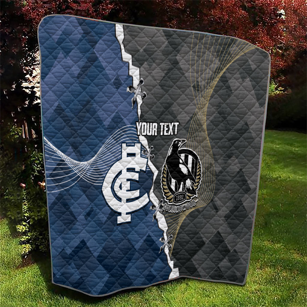 Carlton Collingwood Football Personalised Quilt Blues Magpies Together Dynamic Style
