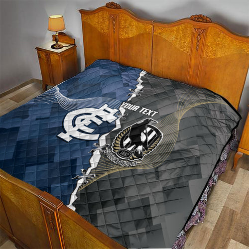 Carlton Collingwood Football Personalised Quilt Blues Magpies Together Dynamic Style