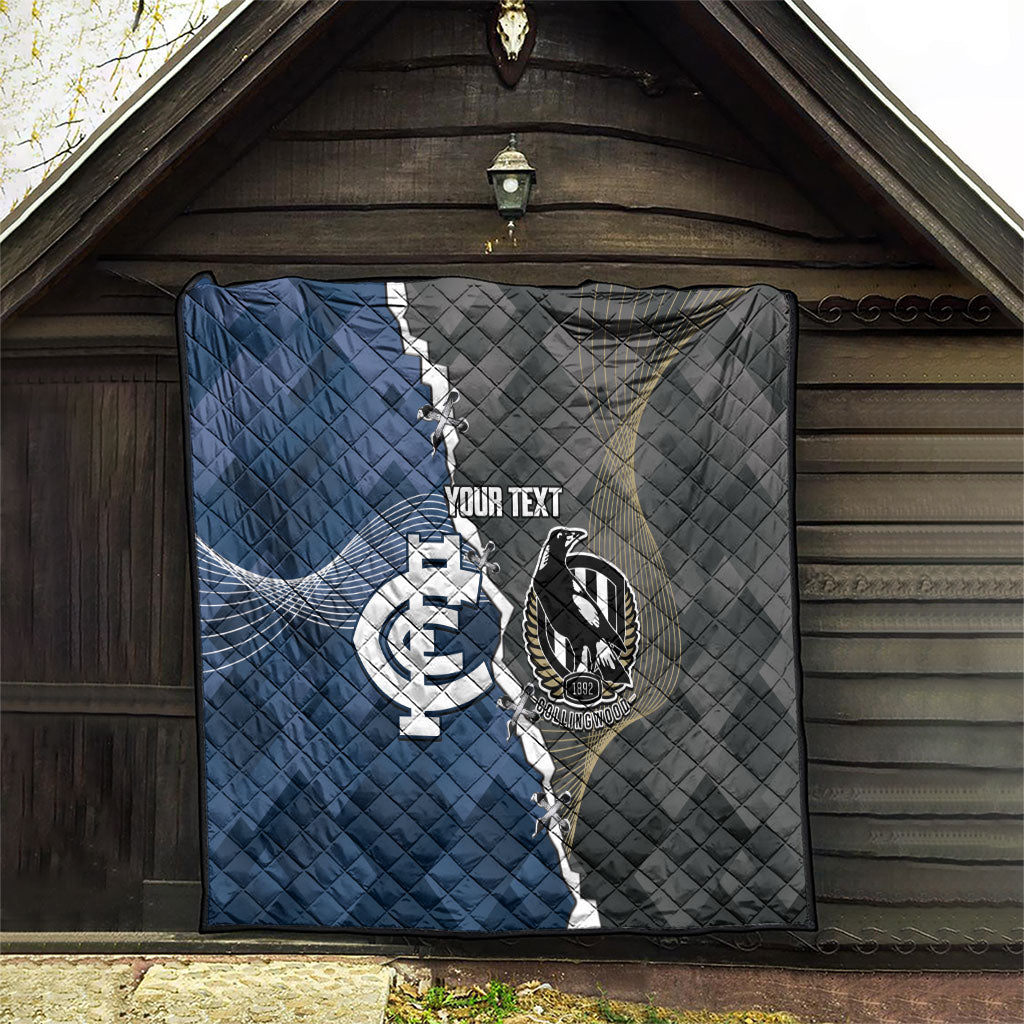 Carlton Collingwood Football Personalised Quilt Blues Magpies Together Dynamic Style