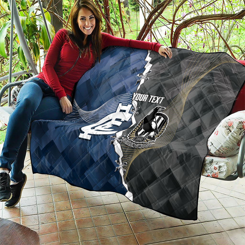 Carlton Collingwood Football Personalised Quilt Blues Magpies Together Dynamic Style