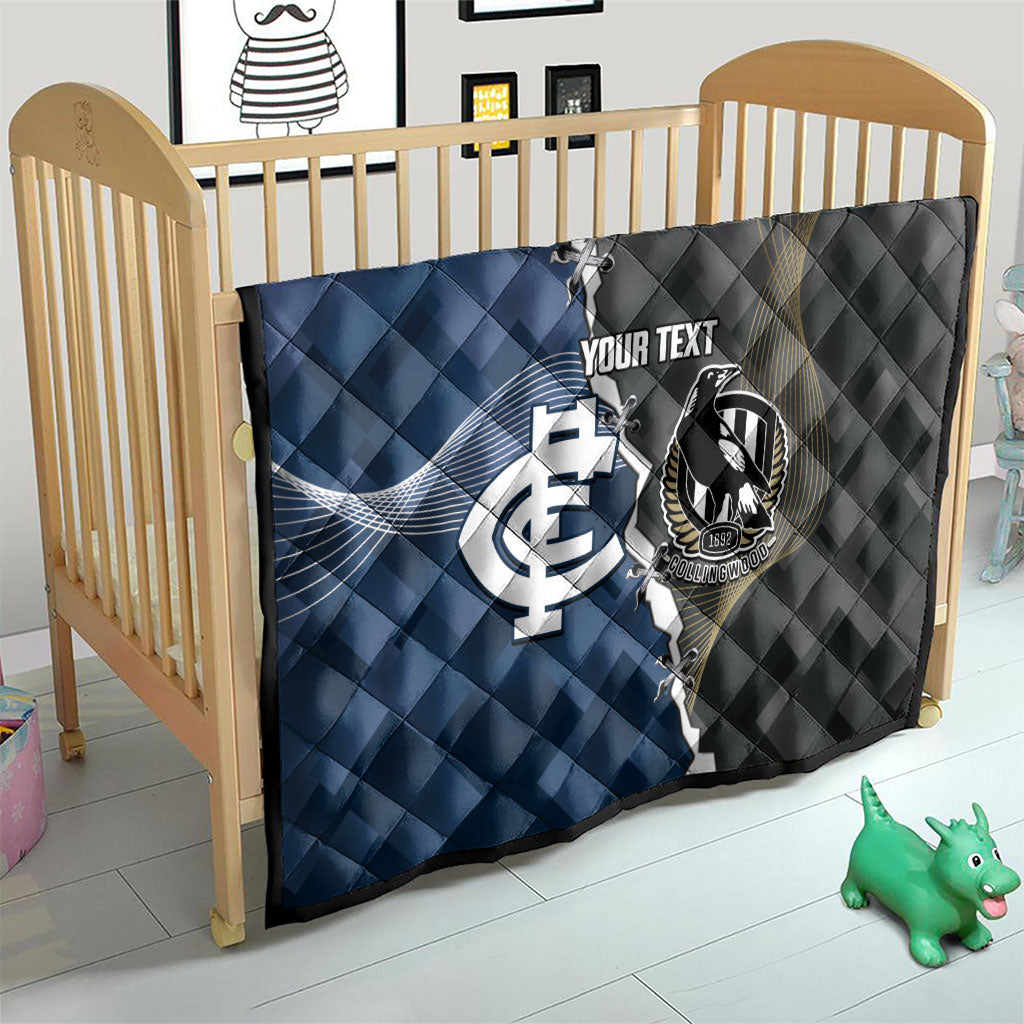 Carlton Collingwood Football Personalised Quilt Blues Magpies Together Dynamic Style
