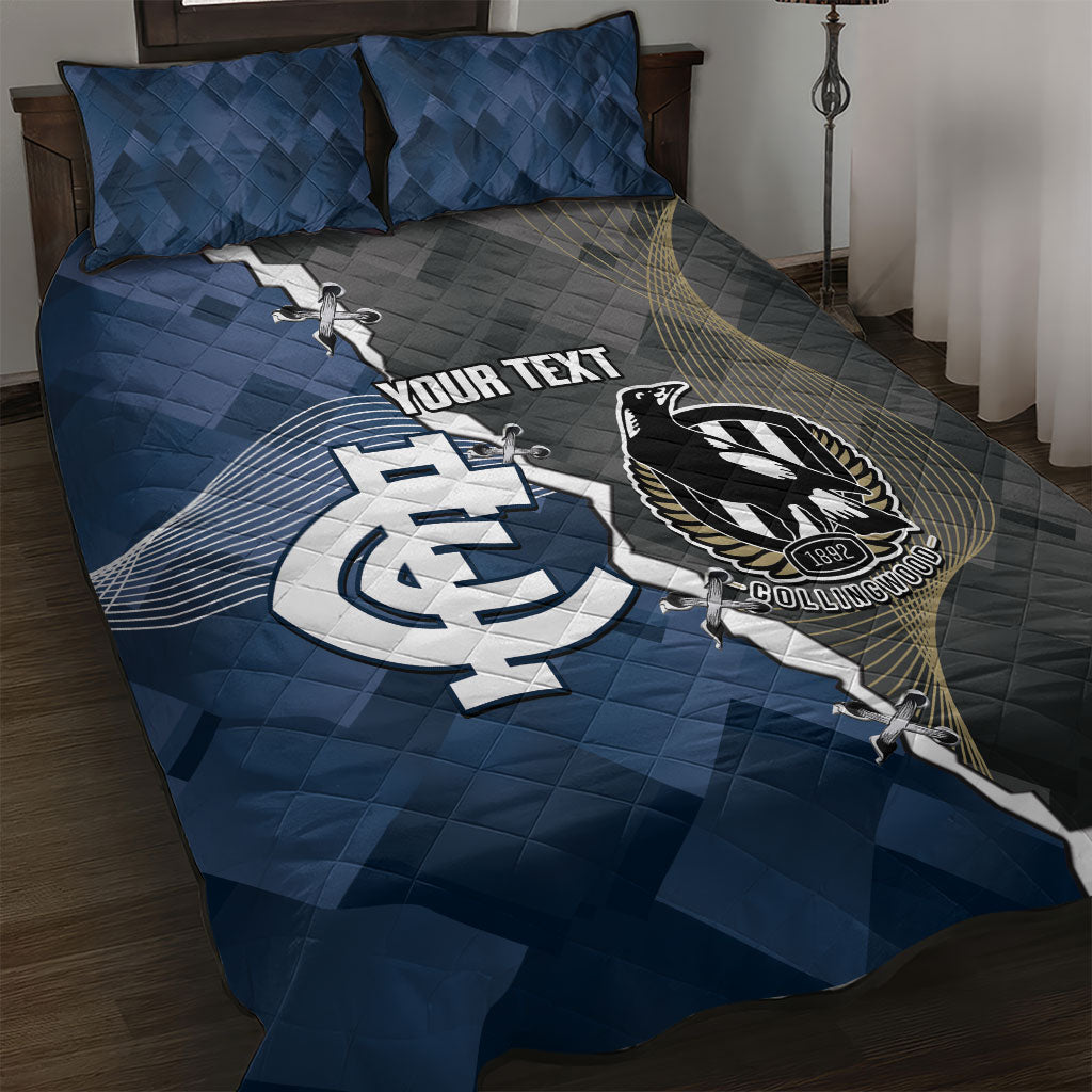 Carlton Collingwood Football Personalised Quilt Bed Set Blues Magpies Together Dynamic Style