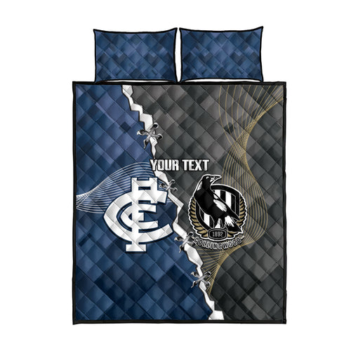 Carlton Collingwood Football Personalised Quilt Bed Set Blues Magpies Together Dynamic Style