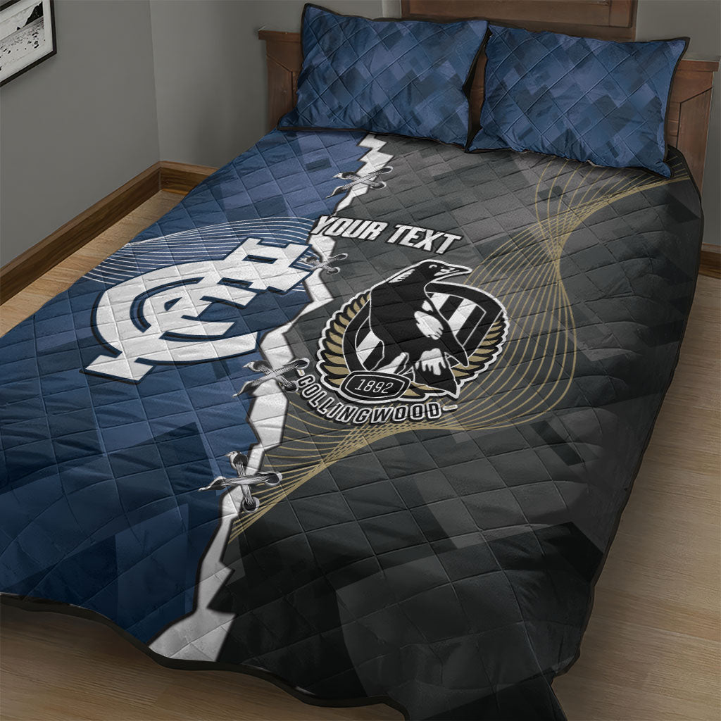 Carlton Collingwood Football Personalised Quilt Bed Set Blues Magpies Together Dynamic Style