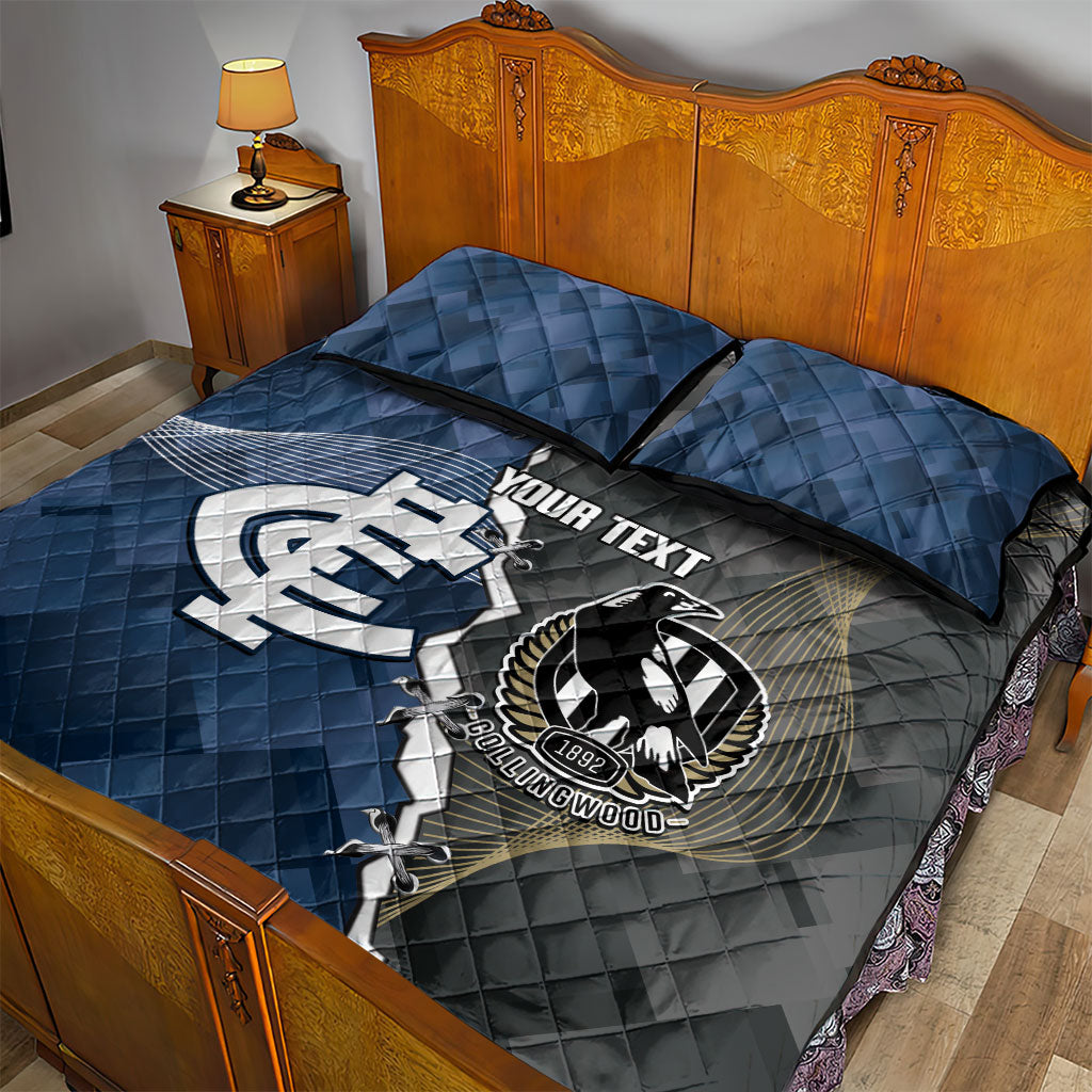 Carlton Collingwood Football Personalised Quilt Bed Set Blues Magpies Together Dynamic Style