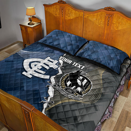 Carlton Collingwood Football Personalised Quilt Bed Set Blues Magpies Together Dynamic Style