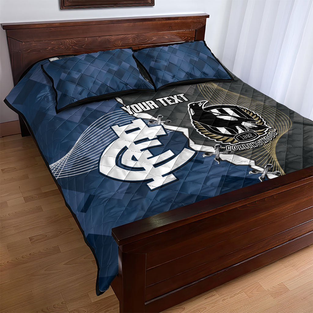 Carlton Collingwood Football Personalised Quilt Bed Set Blues Magpies Together Dynamic Style