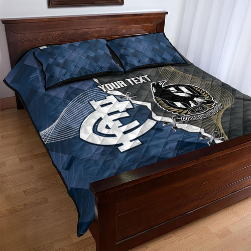 Carlton Collingwood Football Personalised Quilt Bed Set Blues Magpies Together Dynamic Style