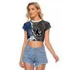 Carlton Collingwood Football Personalised Raglan Cropped T Shirt Blues Magpies Together Dynamic Style