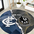 Carlton Collingwood Football Personalised Round Carpet Blues Magpies Together Dynamic Style