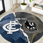 Carlton Collingwood Football Personalised Round Carpet Blues Magpies Together Dynamic Style