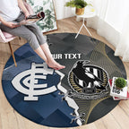 Carlton Collingwood Football Personalised Round Carpet Blues Magpies Together Dynamic Style