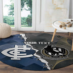 Carlton Collingwood Football Personalised Round Carpet Blues Magpies Together Dynamic Style