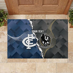 Carlton Collingwood Football Personalised Rubber Doormat Blues Magpies Together Dynamic Style