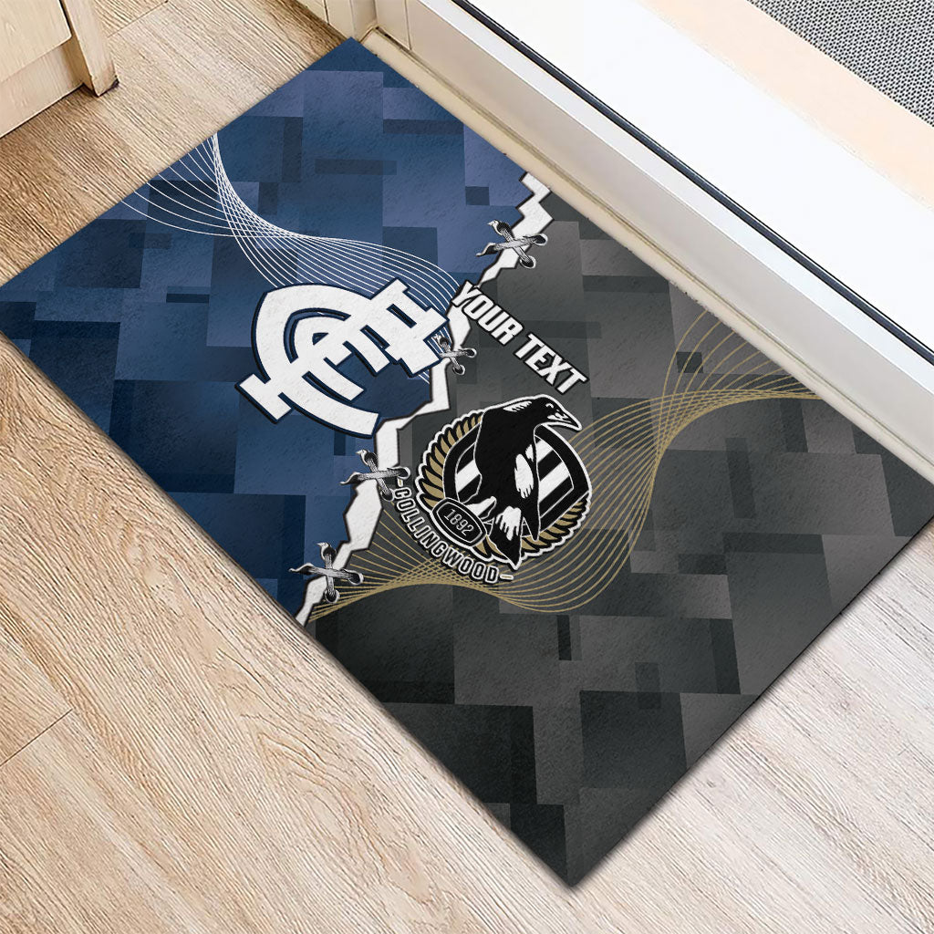 Carlton Collingwood Football Personalised Rubber Doormat Blues Magpies Together Dynamic Style