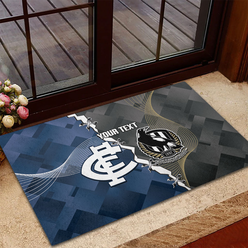 Carlton Collingwood Football Personalised Rubber Doormat Blues Magpies Together Dynamic Style