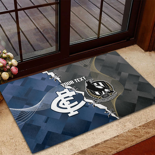 Carlton Collingwood Football Personalised Rubber Doormat Blues Magpies Together Dynamic Style