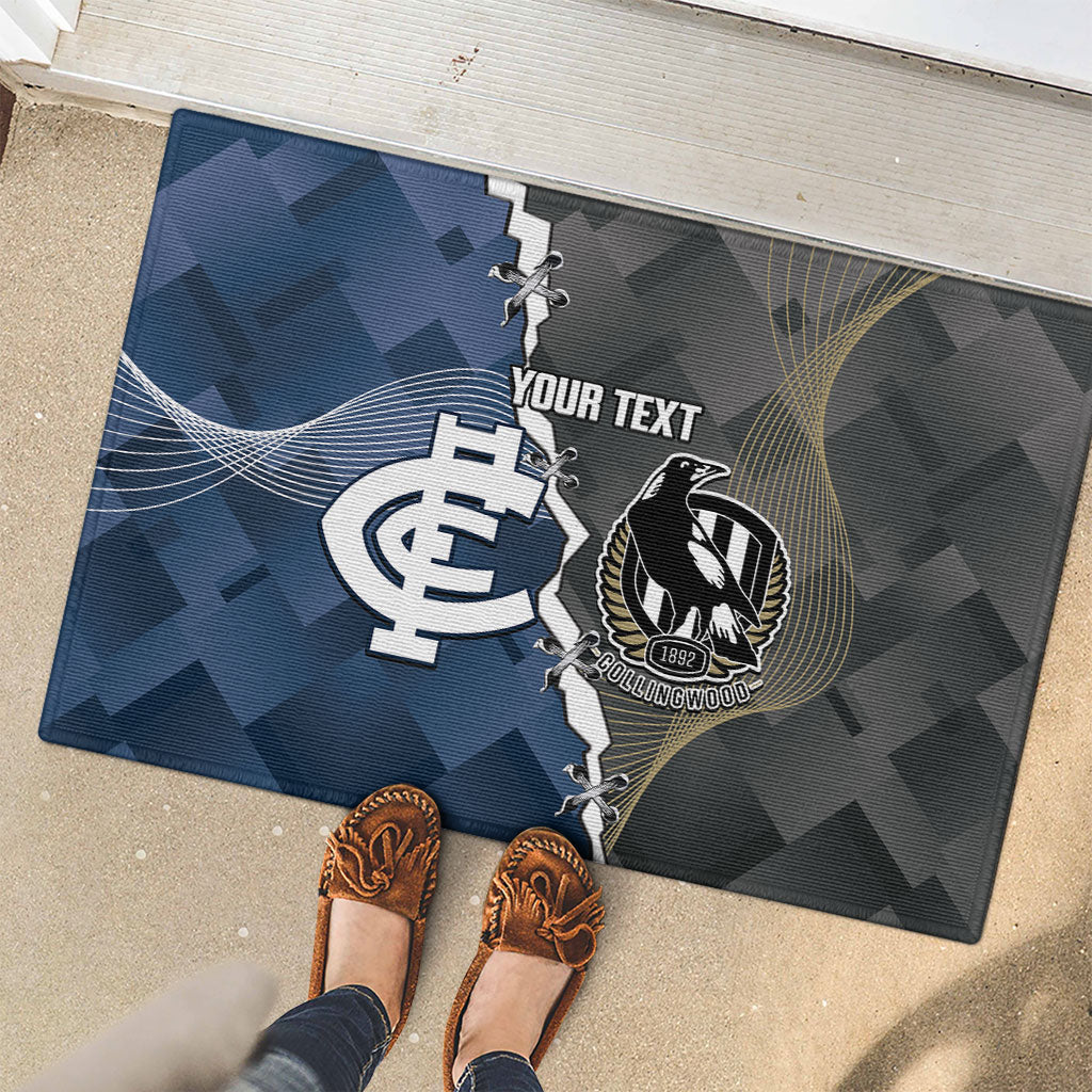 Carlton Collingwood Football Personalised Rubber Doormat Blues Magpies Together Dynamic Style