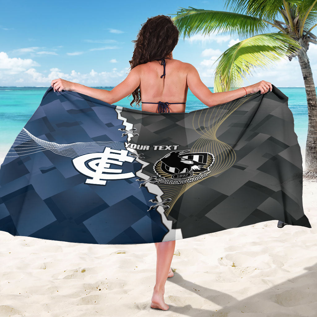 Carlton Collingwood Football Personalised Sarong Blues Magpies Together Dynamic Style