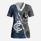Carlton Collingwood Football Personalised Scrub Top Blues Magpies Together Dynamic Style
