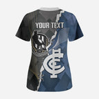 Carlton Collingwood Football Personalised Scrub Top Blues Magpies Together Dynamic Style
