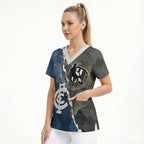 Carlton Collingwood Football Personalised Scrub Top Blues Magpies Together Dynamic Style
