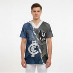Carlton Collingwood Football Personalised Scrub Top Blues Magpies Together Dynamic Style