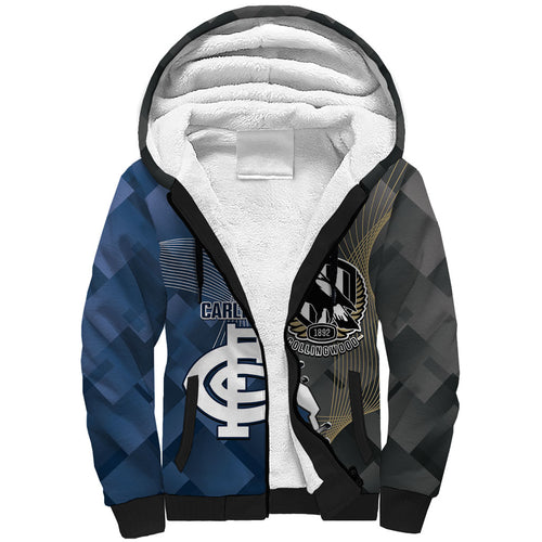 Carlton Collingwood Football Personalised Sherpa Hoodie Blues Magpies Together Dynamic Style