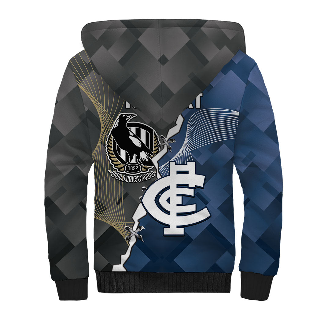 Carlton Collingwood Football Personalised Sherpa Hoodie Blues Magpies Together Dynamic Style