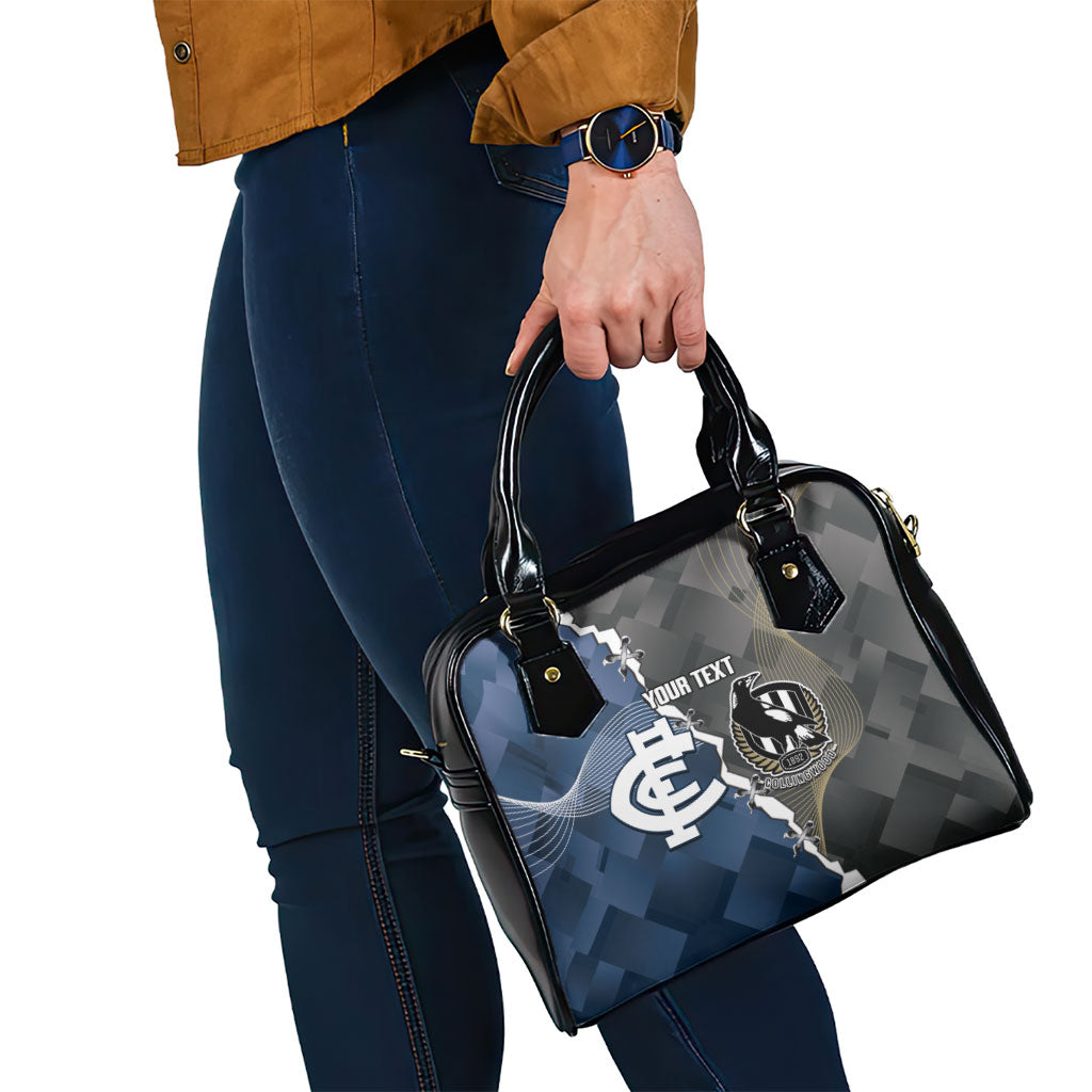 Carlton Collingwood Football Personalised Shoulder Handbag Blues Magpies Together Dynamic Style
