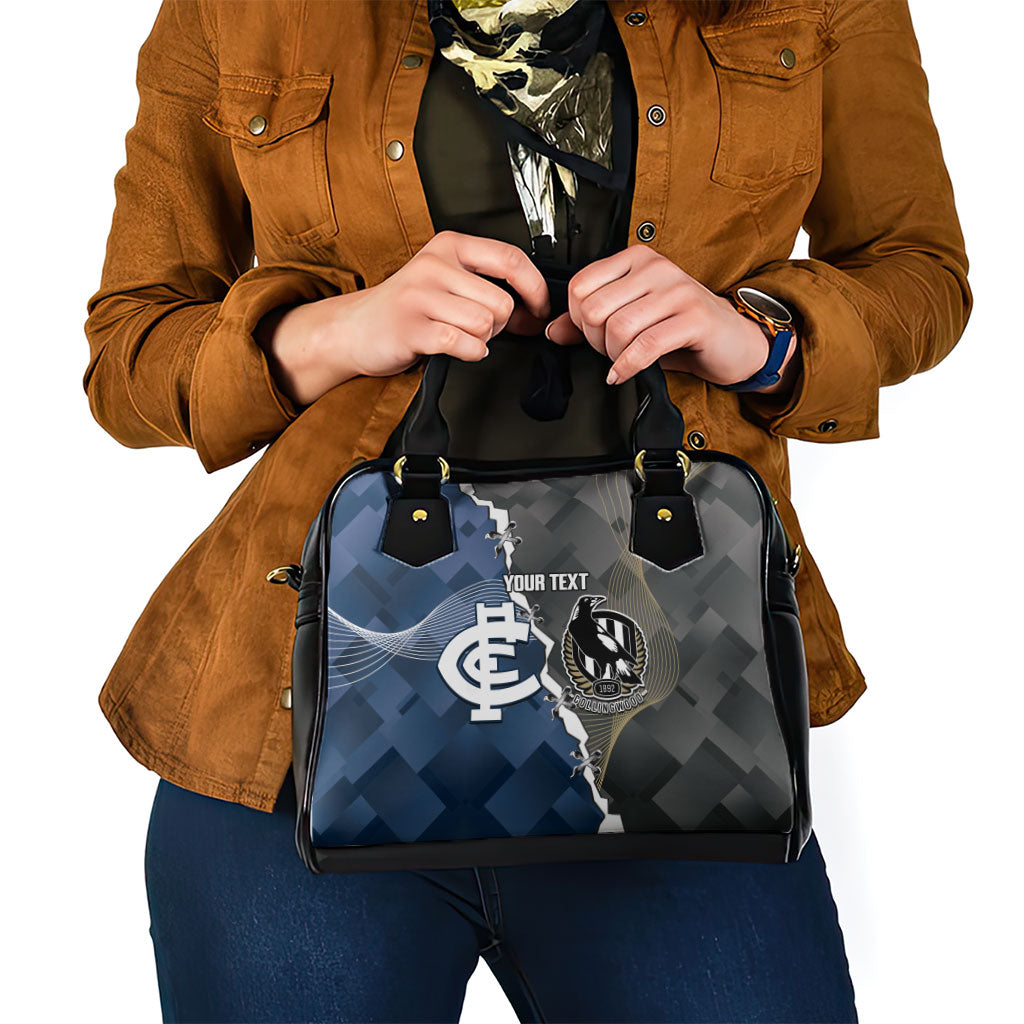 Carlton Collingwood Football Personalised Shoulder Handbag Blues Magpies Together Dynamic Style