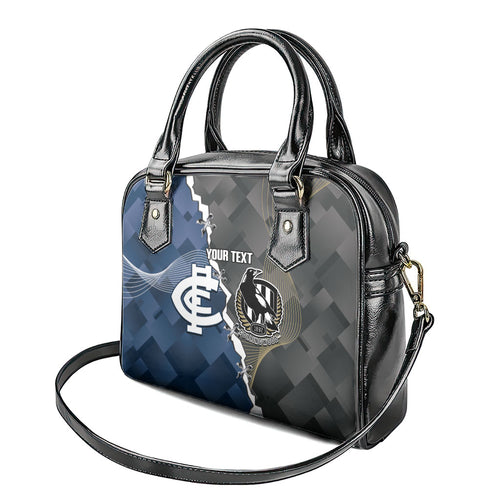Carlton Collingwood Football Personalised Shoulder Handbag Blues Magpies Together Dynamic Style