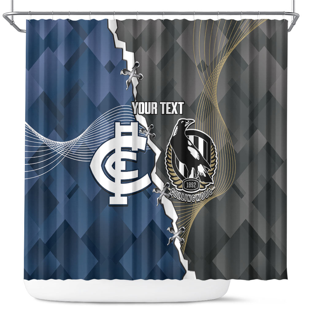 Carlton Collingwood Football Personalised Shower Curtain Blues Magpies Together Dynamic Style