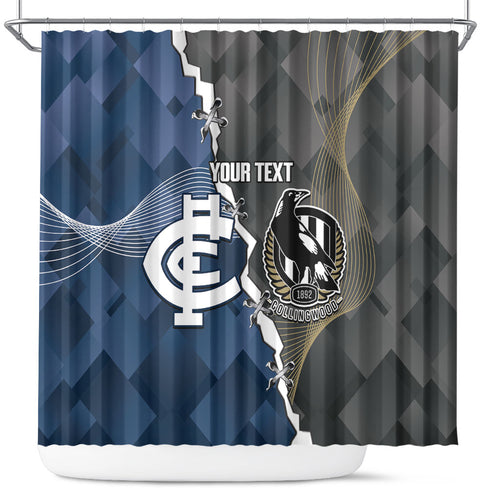 Carlton Collingwood Football Personalised Shower Curtain Blues Magpies Together Dynamic Style