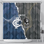 Carlton Collingwood Football Personalised Shower Curtain Blues Magpies Together Dynamic Style