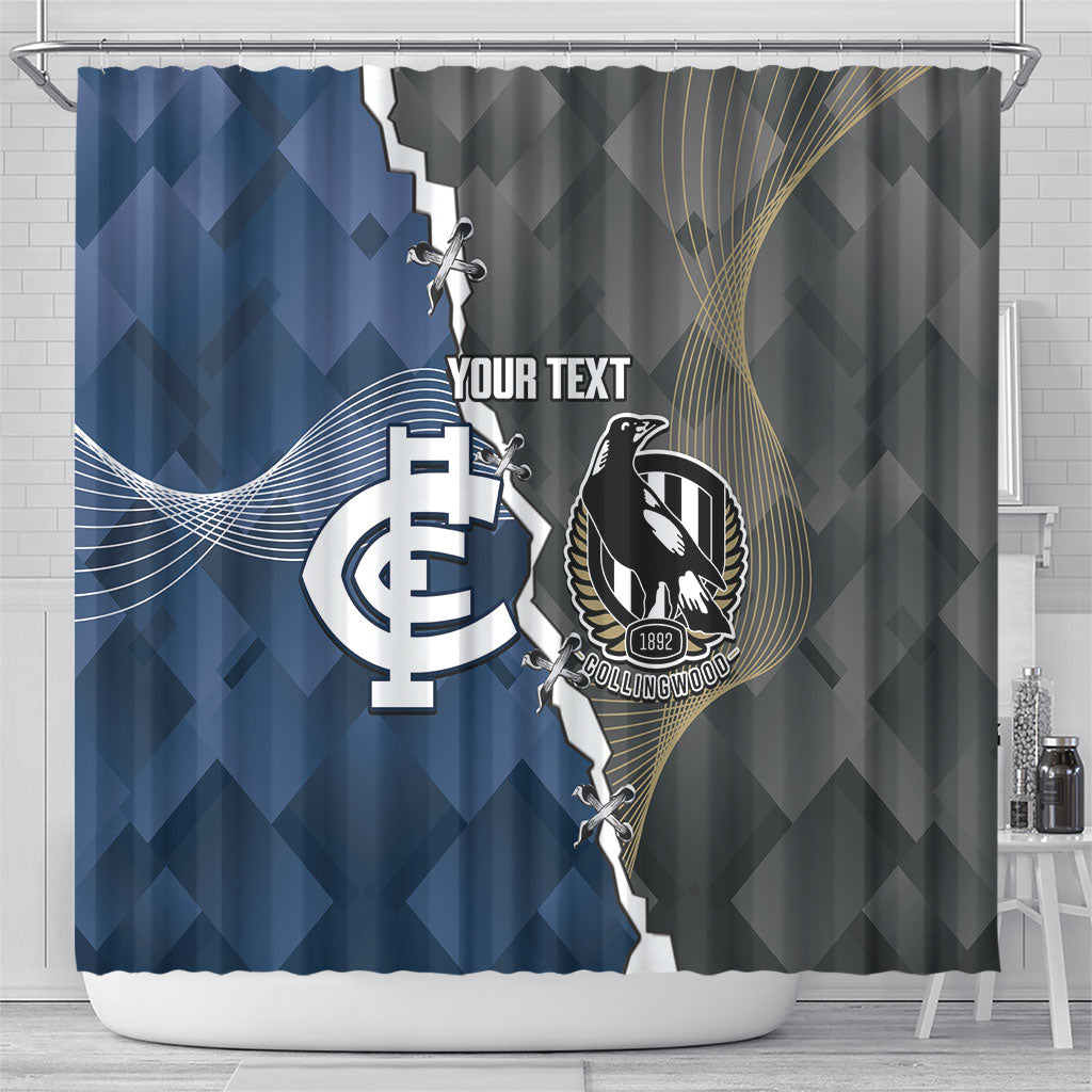 Carlton Collingwood Football Personalised Shower Curtain Blues Magpies Together Dynamic Style