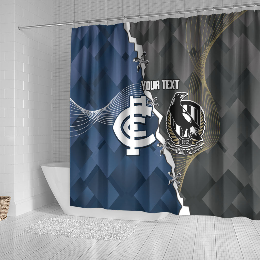 Carlton Collingwood Football Personalised Shower Curtain Blues Magpies Together Dynamic Style