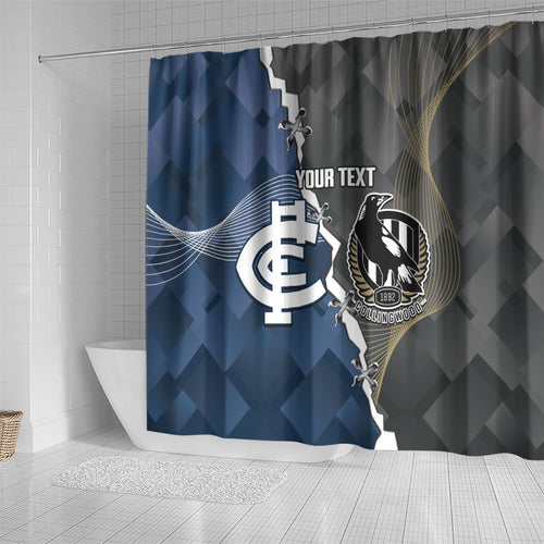 Carlton Collingwood Football Personalised Shower Curtain Blues Magpies Together Dynamic Style