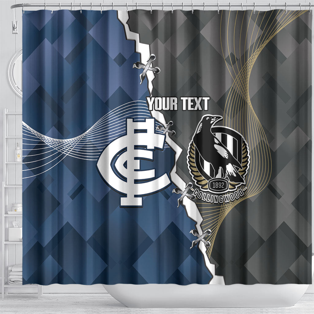 Carlton Collingwood Football Personalised Shower Curtain Blues Magpies Together Dynamic Style