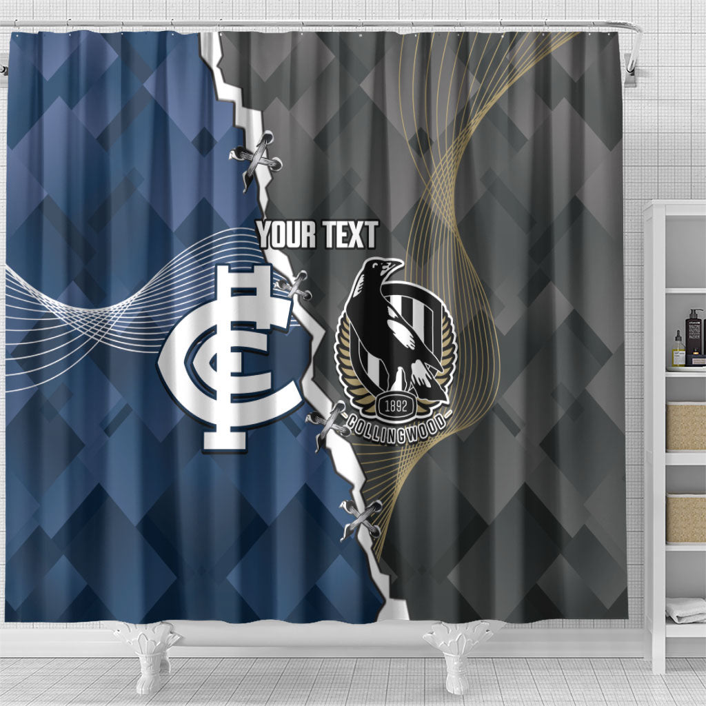 Carlton Collingwood Football Personalised Shower Curtain Blues Magpies Together Dynamic Style