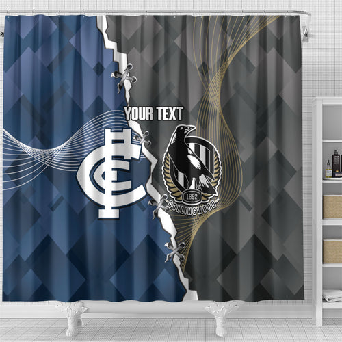 Carlton Collingwood Football Personalised Shower Curtain Blues Magpies Together Dynamic Style