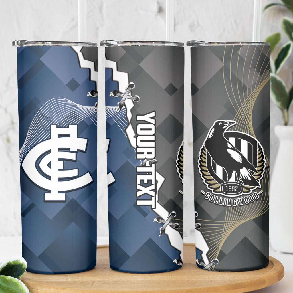 Carlton Collingwood Football Personalised Skinny Tumbler Blues Magpies Together Dynamic Style