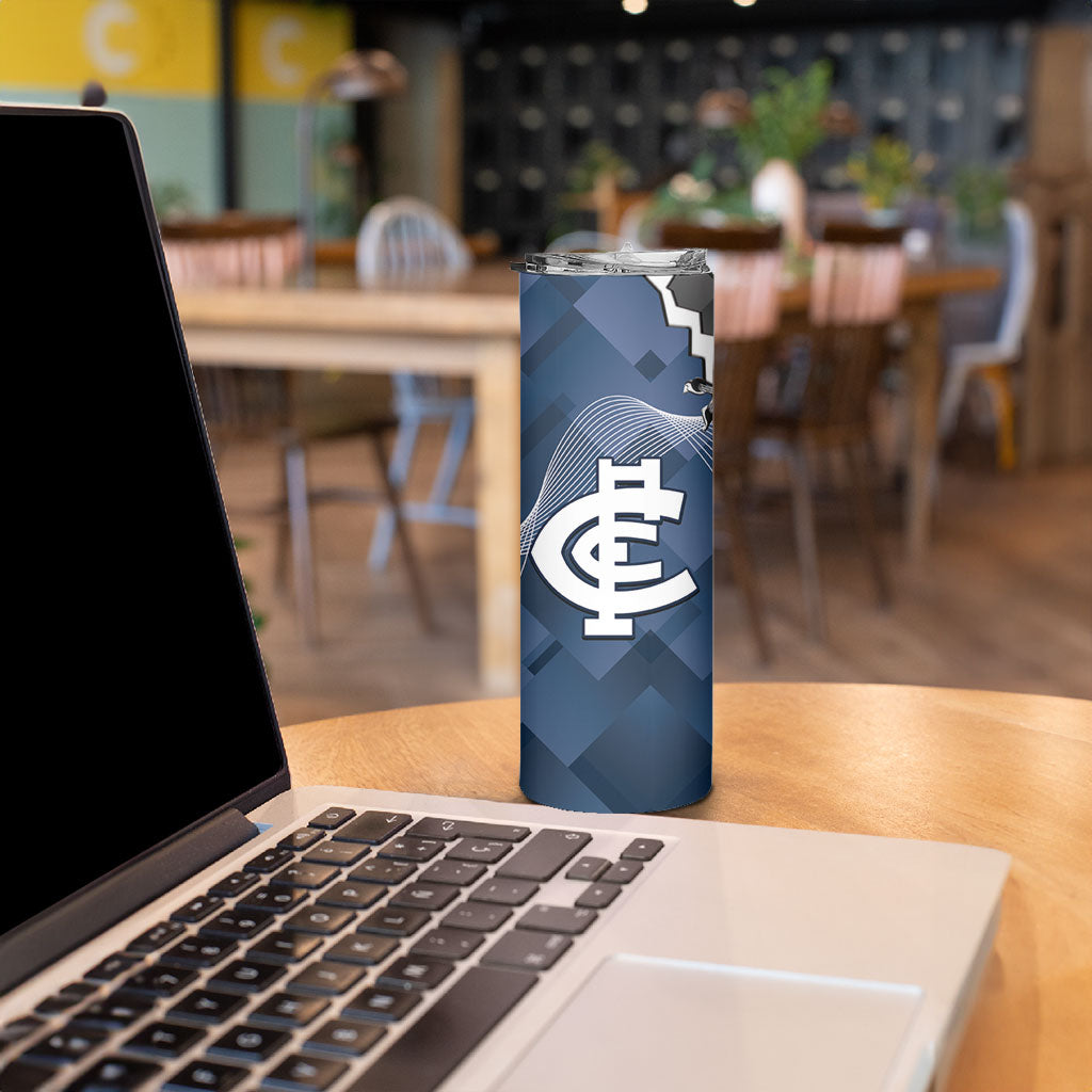 Carlton Collingwood Football Personalised Skinny Tumbler Blues Magpies Together Dynamic Style