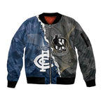 Carlton Collingwood Football Personalised Sleeve Zip Bomber Jacket Blues Magpies Together Dynamic Style
