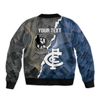 Carlton Collingwood Football Personalised Sleeve Zip Bomber Jacket Blues Magpies Together Dynamic Style