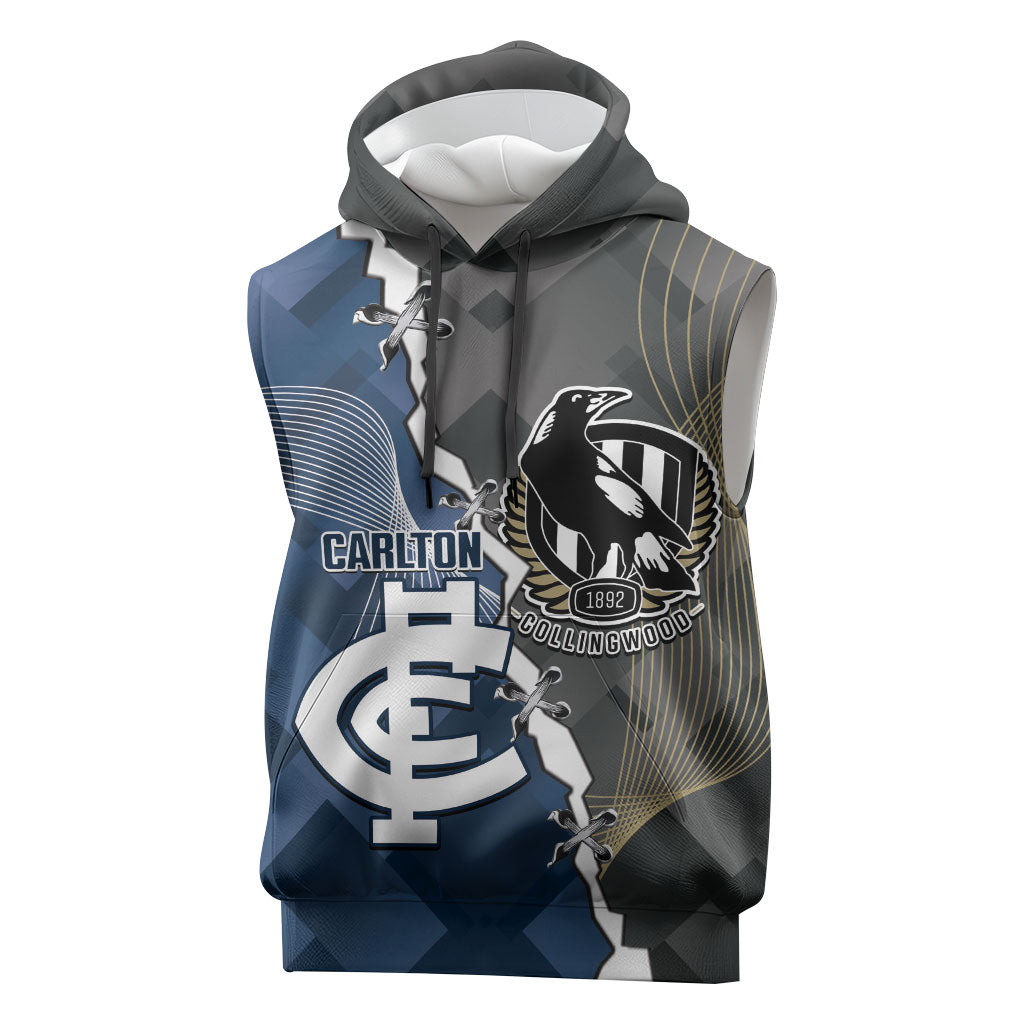 Carlton Collingwood Football Personalised Sleeveless Hoodie Blues Magpies Together Dynamic Style